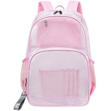 Imagem de mygreen Mochila aprovada pelo estádio, bolsa escolar resistente para laptop 15,6, transparente, rosa, 15.6 inch Laptop, Moderno/justo