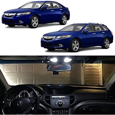 Imagem de 2009- 2014 Acura TSX Kit de LED interior branco + placa de licença (conjunto completo de lâmpadas de 15 peças) (3 cúpulas/mapas, 4 compartimentos, 4 portas/cortesia, 2 porta-malas, 2 etiquetas de habi