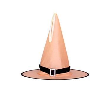 Imagem de Bestgift chapéu de bruxa infantil chapéu de feiticeiro fantasia de Halloween acessórios de decoração de festa laranja + sem brilho (estilo bandagem) 39 cm de altura