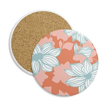 Imagem de Porta-copos de cerâmica com tinta de planta laranja verde porta-copos com pedra absorvente para bebidas presente 2 peças