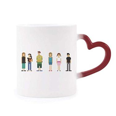 Imagem de Caneca sensível ao calor de pixel com personagens do jogo, copo de grés que muda de cor vermelha