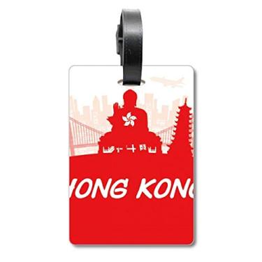 Imagem de Red Outline China Hongkong Mala Etiqueta Bagagem Cartão Pendurado Scutcheon Etiqueta