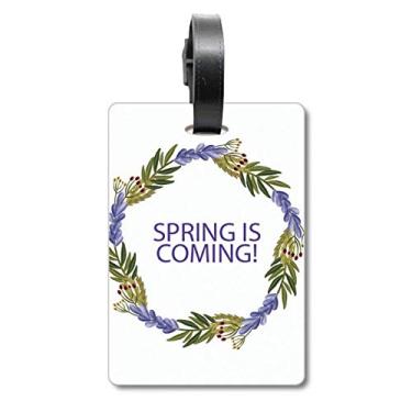 Imagem de Guirlanda redonda flor azul bolsa de viagem etiqueta cartão de bagagem pendurado etiqueta