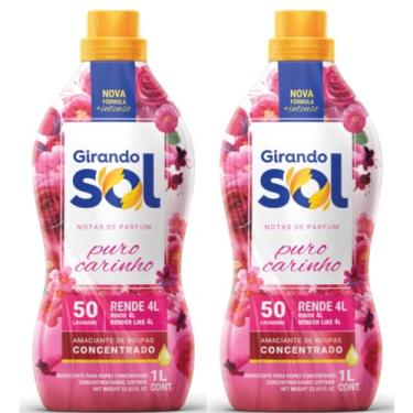Imagem de Kit Amaciante Concentrado Girando Sol Coco e Baunilha 1 Litro, 2 Unidades, Rende 100 Lavagens Tipos (Puro Carinho)