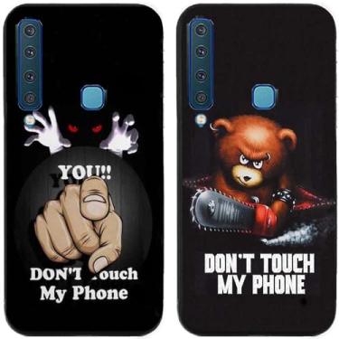 Imagem de 2 peças Bear You Don't Touch My Phone impresso TPU gel silicone capa de telefone traseira para Samsung Galaxy todas as séries (Galaxy A9 2018)