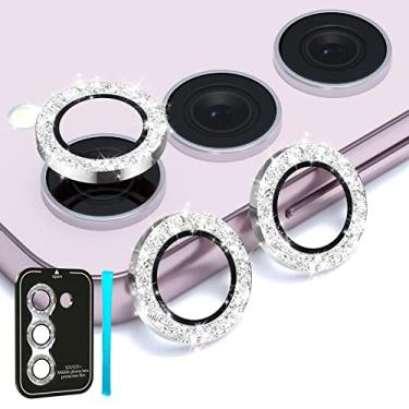 Imagem de imluckies Protetor de lente de câmera para Sansung Galaxy S24 / S23 / S23 Plus, anel de liga de alumínio brilhante e vidro temperado HD, rigidez 9H antiarranhões capa de câmera de tela traseira [NÃO