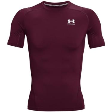 Imagem de Under Armour Camiseta masculina de compressão Heatgear de manga curta, marrom (609)/branca, pequena