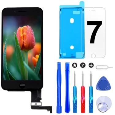 Imagem de Brinonac Substituição de tela para iPhone 7 4,7 polegadas LCD digitalizador tela sensível ao toque conjunto completo com ferramentas e protetor de tela (preto)