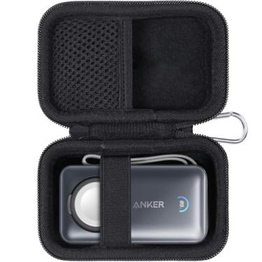 Imagem de khanka Capa de viagem rígida de substituição para Anker MagGo Power Bank para Apple Watch, bateria compacta de 10.000 mAh, somente capa. (Preto)