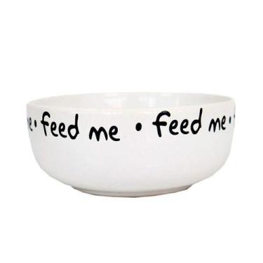 Imagem de Comedouro Pet Injet Cerâmica Feed Me Branco para Cães - 390ml