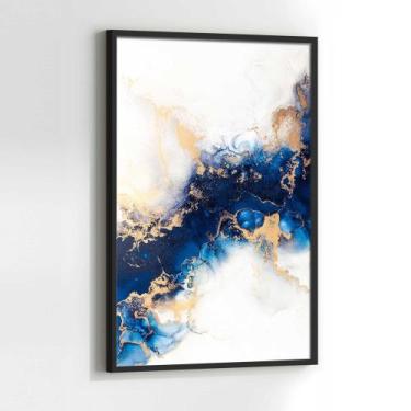 Imagem de Quadros Decorativos com com Moldura Pintura Abstrata em Tons Azul Vert