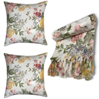 Imagem de Kit Manta Xale para Sofá e Cama Jaquard com 2 Capas de almofadas - MUM