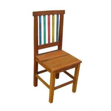 Imagem de Cadeira Rústica Arco-Íris em Madeira de Demolição - Cód 240 - Barrocar