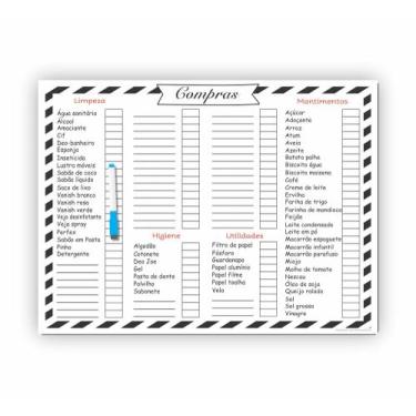 Imagem de Ímã De Geladeira Planner Lista Compras Mercado Recados Preto - Micro O