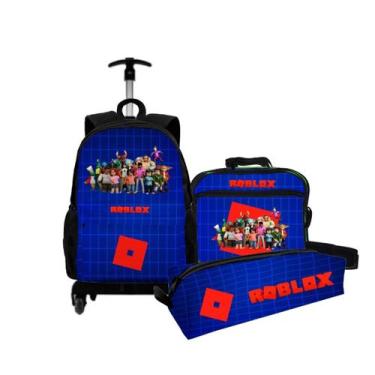 Imagem de Kit Mochila Bolsa Escolar Infantil Com Rodinha Carrinho + Lancheira Té