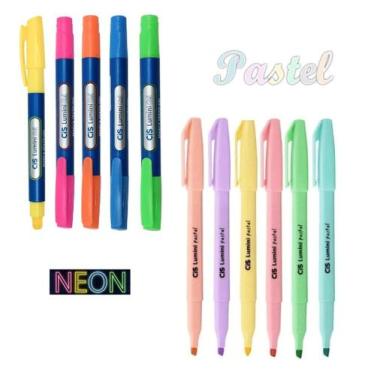 Imagem de 6 Caneta Marca Texto Cis Lumini Pastel + 5 Cis Lumini Gel