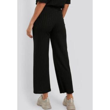 Imagem de Calça Pantacourt Diluxo Ribana Canelada Preta, P, Preto