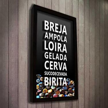 Imagem de Quadro Porta Tampinhas Breja  - Quadro Novo, 26x36, Preto