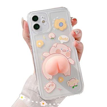 Imagem de BONTOUJOUR Capa de telefone para iPhone 16 Pro Max, novidade engraçada ondulando 3D espremível pêssego bumbum porquinho capa de borracha de silicone TPU transparente macio ajuda a relaxar