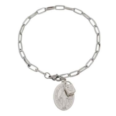 Imagem de Pulseira Cadeia Consagração Nossa Senhora das Graças Corrente Inox - F