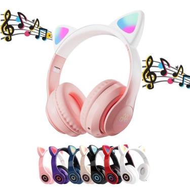 Imagem de Fone Gatinho com Luz LED e Bluetooth Sem Fio Infantil - FSS Variedades