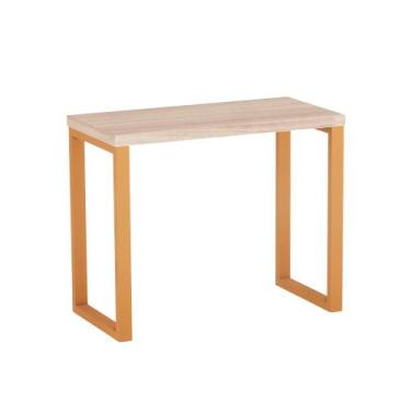 Imagem de Mesa Auxiliar Tubolar PE 40 Pandin 90 x 45 Cm Noce Naturale e Laranja
