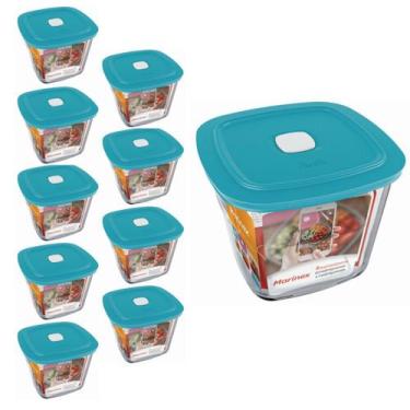 Imagem de Pote Vidro Quadrado Alto Facilita  Com Tampa 1L Marinex 9Un - NADIR FI