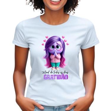 Imagem de Babylook filme desenho divertidamente gratidão frase palavra camiseta 