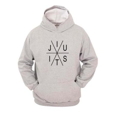 Imagem de Moletom Masculino Canguru Ragor Estampa Jiu Jitsu, M, Cinza
