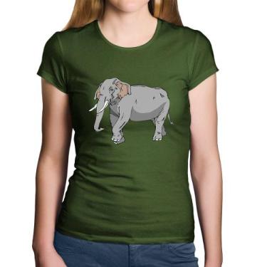 Imagem de Baby Look Algodão Elefante Ilustração - Foca na Moda, Musgo, GGG