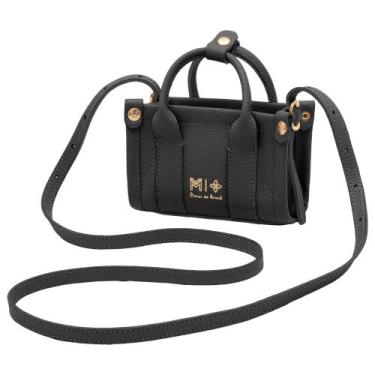 Imagem de Bolsa de Couro Mariart Nano Acácia, Preto