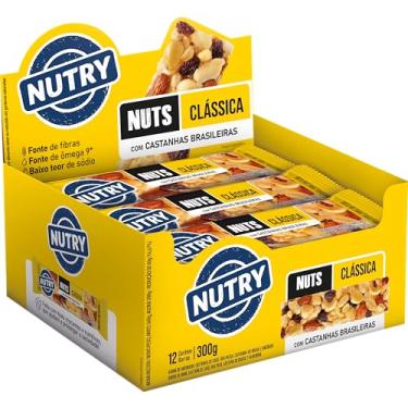 Imagem de Nutry Barra de Castanhas Nuts Clássica 25g - Display Com 12 Unidades - Com Castanhas Brasileiras, Amêndoas e Uva-passa