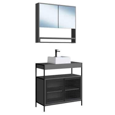 Imagem de Conjunto para Banheiro 3 Peças com Cuba P103841C Grafite PP Milani Store