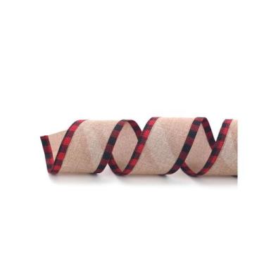 Imagem de Fita com Borda Xadrez - Vermelho e Preto - 6,3 cm x 9,14 m - 1 unidade