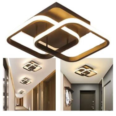 Imagem de Plafon LED Luminária Quadrada 22W Potente Iluminação Dupla Luxo Ambien