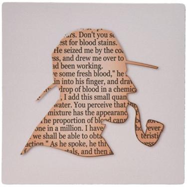 Imagem de 3dRose Mouse pad LLC 20 x 20 x 0,63 cm, imagem de contorno engraçado de Sherlock Holmes - (mp_174275_1)