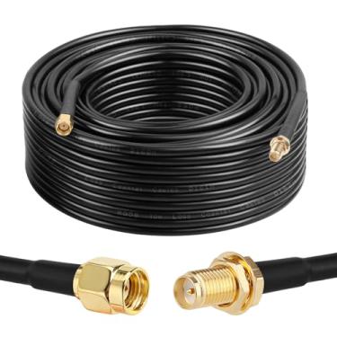 Imagem de Cabo coaxial RP-SMA macho para RP-SMA fêmea, cabo coaxial de extensão de antena WiFi XRDS -RF RG58 RP-SMA para roteador LAN WiFi adaptador de placa de rede sem fio
