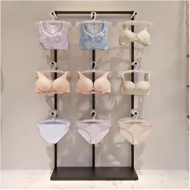 Imagem de Suporte de exibição de lingerie para loja de roupas, organizador de roupas íntimas de boutique, suporte para bolsa, calcinha multifuncional, sutiã, luvas, meias, prateleiras comerciais, preto, 65 x 40
