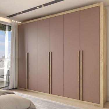 Imagem de Guarda-Roupa Casal Severo 6 Portas 6 Gavetas Capuccino/Terracota - Panorama Móveis