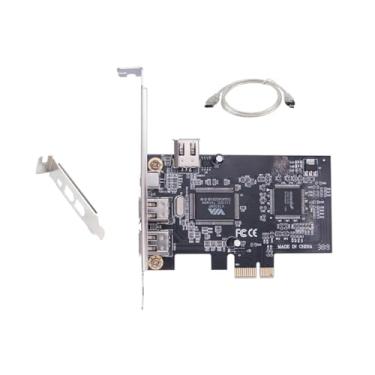 Imagem de Placa de expansão PCIe 4 portas 1394A Firewire, adaptador Firewire 400 1394a com suporte de perfil baixo e cabo