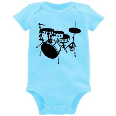 Imagem de Body Bebê Bateria Música Baterista - Foca na Moda, Azul bebê, P