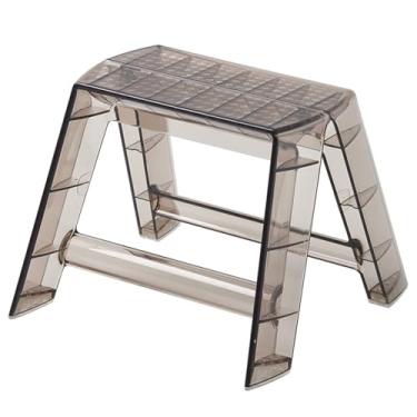 Imagem de Banco transparente, escada dobrável de acrílico portátil, 1 degrau, cadeira pequena para adultos, para cozinha, biblioteca interna e externa(Grey)
