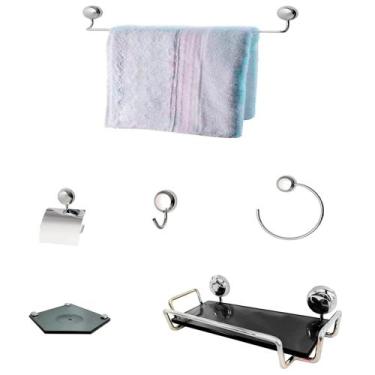 Imagem de Kit Para Banheiro Gana Vidro Sextavado Fumê - J.A