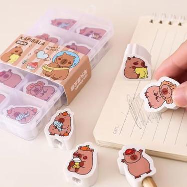 Imagem de 10 peças de borracha fofa de desenho animado capivara, apagador de lápis Kawaii, para estudantes, meninas, crianças, meninos, mulheres, material escolar, material de escritório, pequeno pacote de