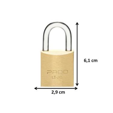 Imagem de Cadeado Pado Pequeno Armário Mala Corrente Latão 20mm