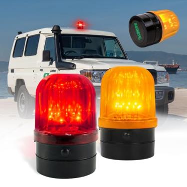 Imagem de ELLUMIN Luz intermitente de 15 cm, pacote com 2, farol de luz estroboscópica de LED vermelho e âmbar com base magnética para veículos, empilhadeira, trator, carrinhos de golfe, UTV, carro, ônibus e