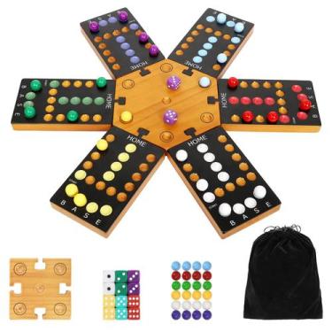 Imagem de Jogo de tabuleiro Marble Plusvivo Wooden para 4-6 jogadores com bolinh