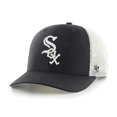 Imagem de Boné ajustável 47 MLB Trucker Snapback, adulto tamanho único, Chicago White Sox preto, Tamanho Único