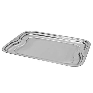 Imagem de Bandeja Em Aço Inox Moderna Luxo Travessa Retangular Para Decoração - 