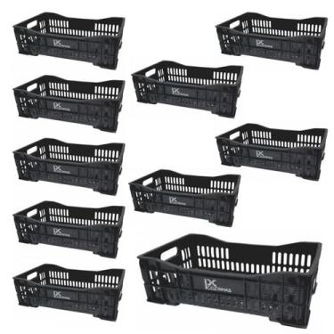 Imagem de Kit 10 Caixas Plásticas 16L Hortifrúti Agrícola Organizadora - PC Cozi